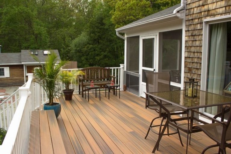 stained timber deck