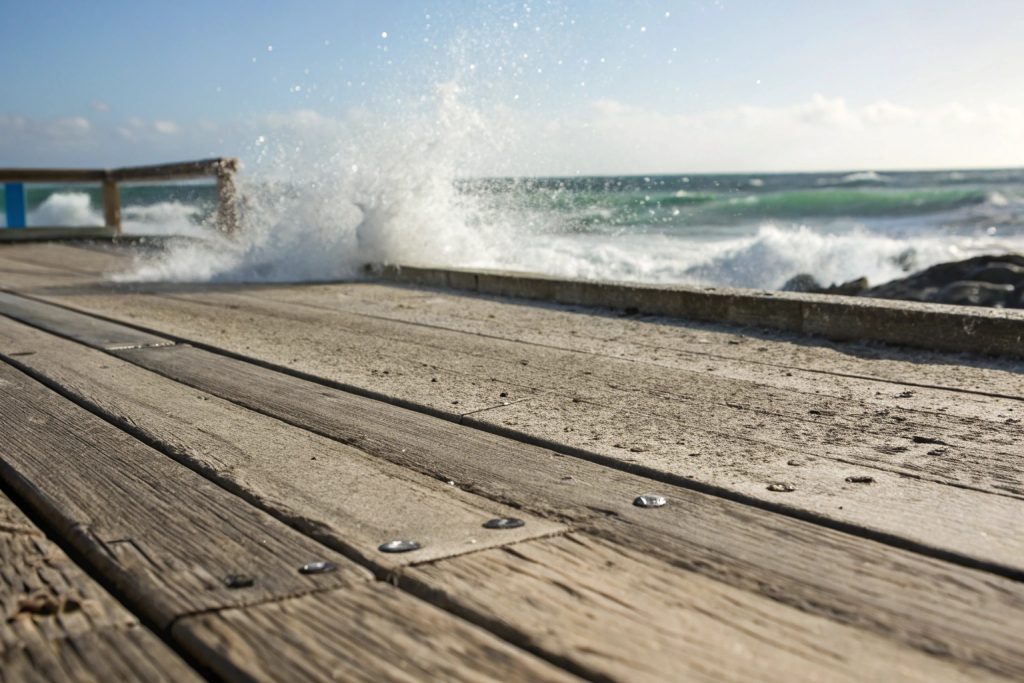 High-performance composite decking withstanding salt spray on a Palm Beach beachfront property