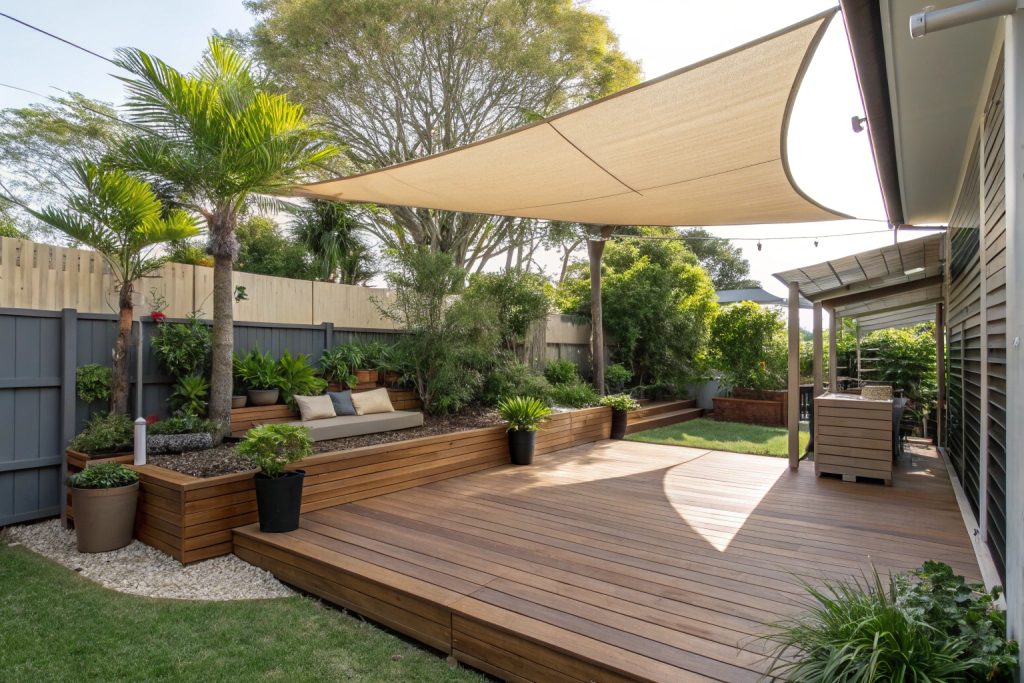 Space-efficient L-shaped deck design for smaller Southport properties with built-in features