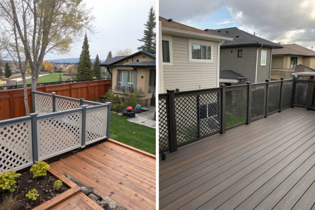 Comparison of rejected and approved deck designs highlighting privacy solutions in Burleigh Heads