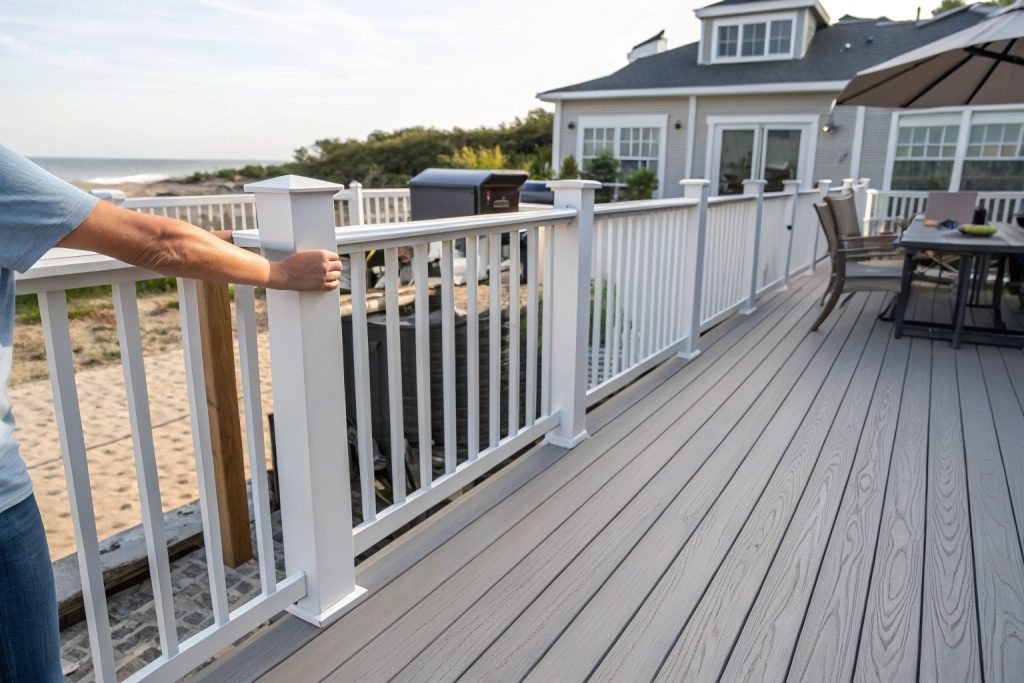 18-year-old composite deck in Main Beach still in excellent condition demonstrating long-term coastal durability