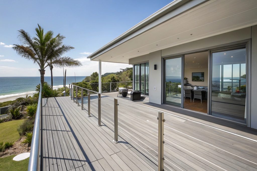 Composite deck in Main Beach Gold Coast with ocean views showing durability in coastal conditions