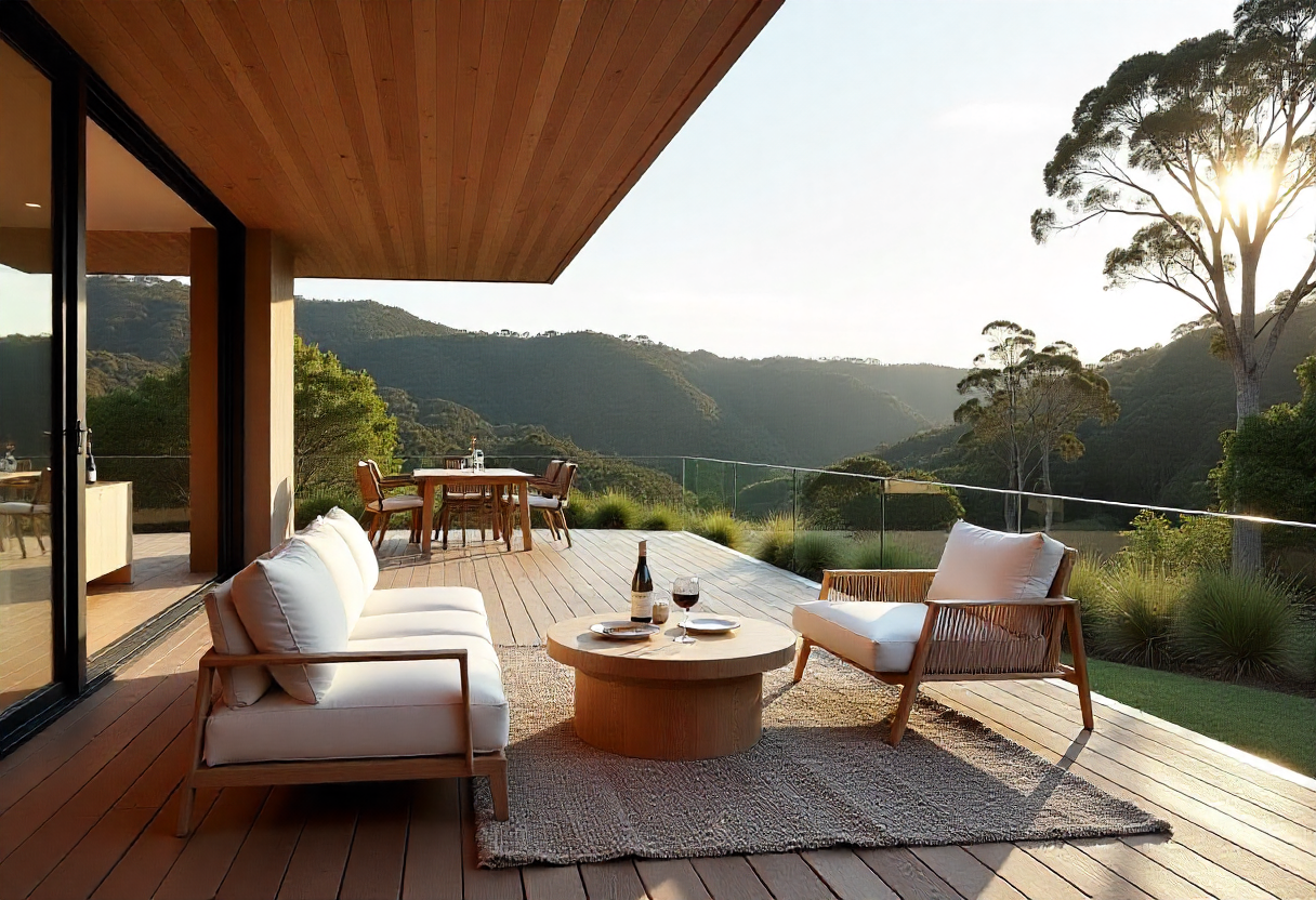 Spacious Ekodeck Composite Decking with outdoor dining table