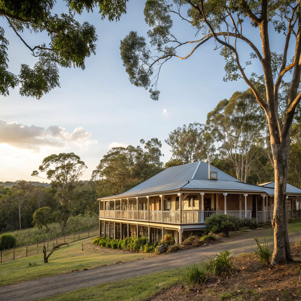 Elevated timber deck on a rural property in Mudgeeraba with hinterland views
